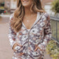Floral Zip Up Pocketed Hoodie