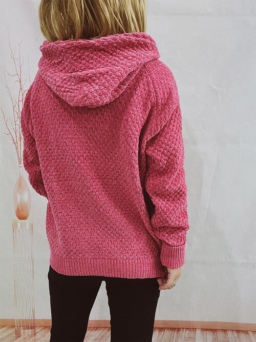 Drawstring Long Sleeve  Hooded Sweater