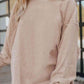 Ribbed Round Neck Drop Shoulder Sweatshirt