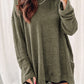 Waffle-Knit Round Neck Long Sleeve Sweatshirt