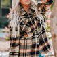 Plaid Button Front Shirt Jacket with Breast Pockets