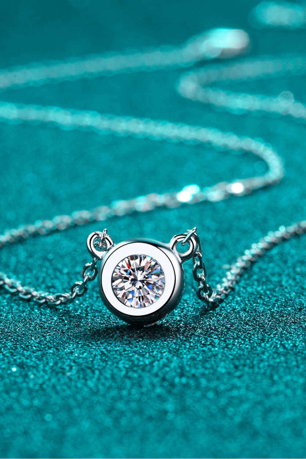 Moissanite Round Pendant Chain Necklace