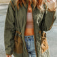 Drawstring Waist Zip-Up Jacket