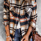 Plaid Button Front Shirt Jacket with Breast Pockets